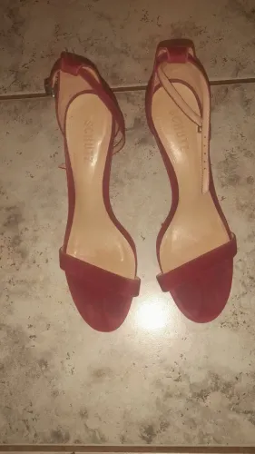 Sandália Schutz Salto Fino Vermelha Nobuck - Tam 38
