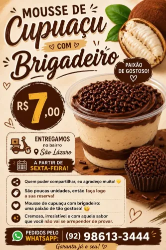 Mousse de cupuaçu com brigadeiro 