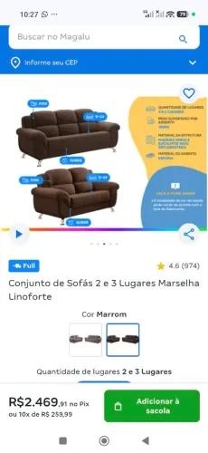 Conjunto sofá 3 x 2 lugares novo sem uso qualidade