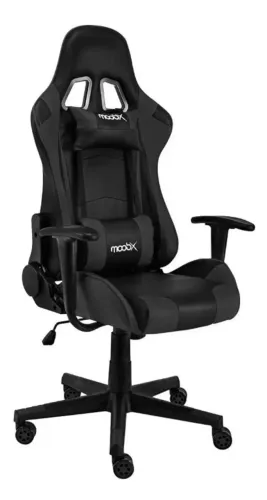 Cadeira de escritório Bela Magazine GT Racer gamer ergonômica preta com estofado de couro 