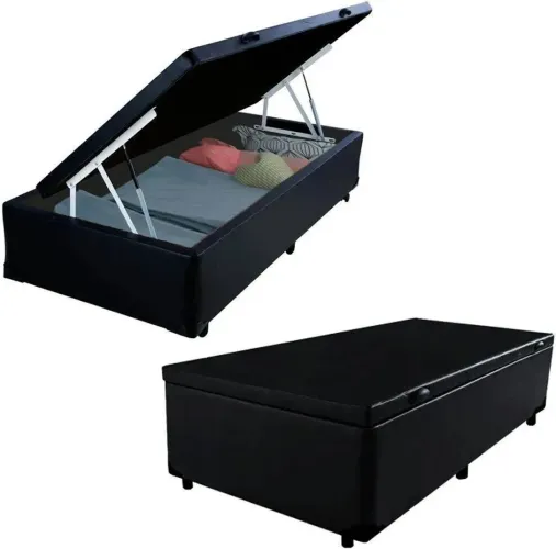 Box baú solteiro veludo Preto / pronta entrega