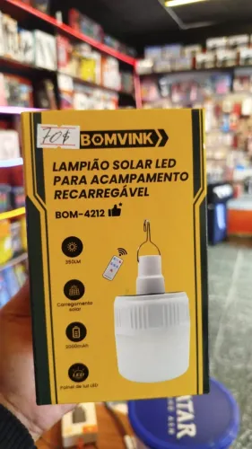 Lampião Solar Luz Led Acampamento Recarregável Cor Branco