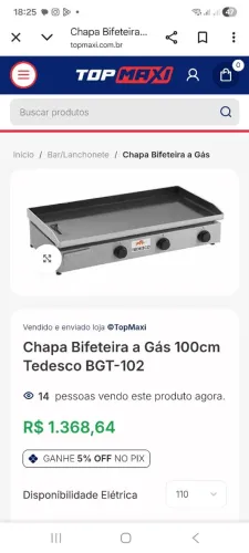 Chapa Bifeteria á gaz 