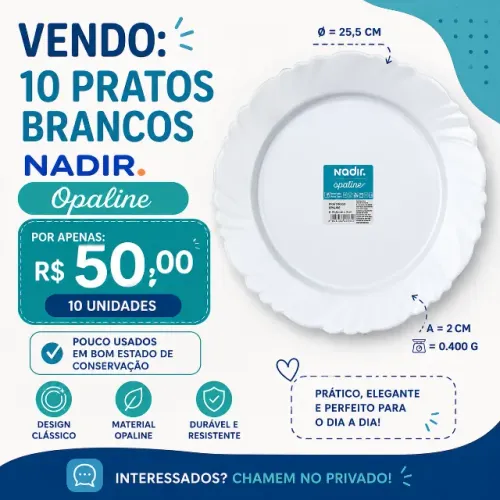 Pratos brancos - 10 unidades