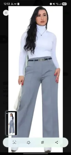 Calça feminina pantalona cinza