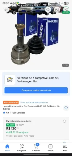 Homocinética Nakata gol g3 1.6