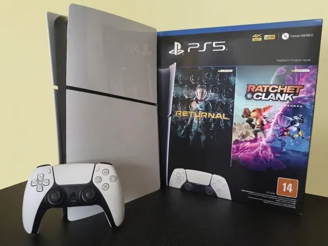 PS5 Slim Digital 1TB + Caixa + Nota Fiscal + Controle Original