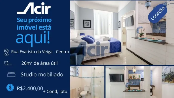 Studio mobiliado para alugar, 26m² por R$ 2.400,00/mês - Centro - Rio de Janeiro/RJ