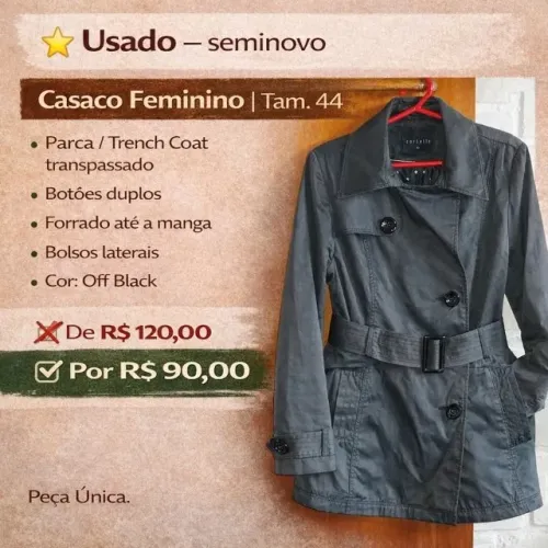 Casaco Feminino, 44 . Leia a descrição.