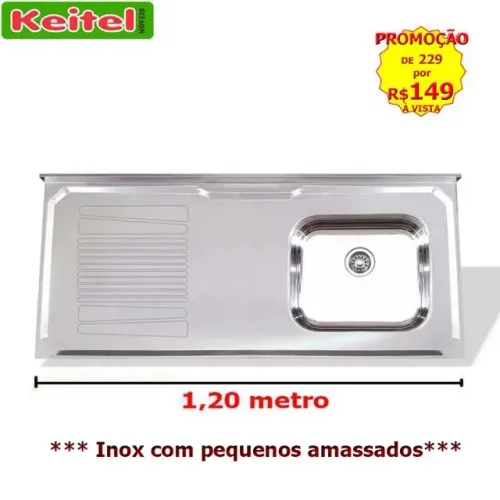 Pia Inox 1,20 de Largura Cuba Direita