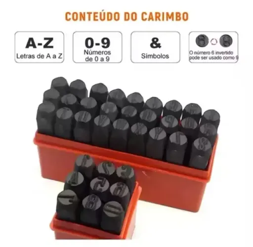Kit Jogo Marcador Punção Alfanumérico 5mm Letra Número Alta Qualidade Abcdário e N