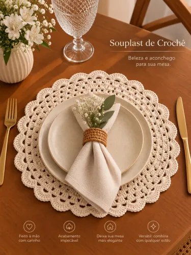 Souplast de crochê feito a mão cru