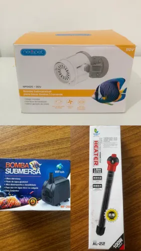 Aquário + Itens (Aquecedor com Termostato, Bomba de 2.000Lh, Bomba de Circulação)