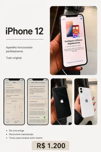iPhone 12 Branco 64GB | Muito Conservado | Nunca Aberto