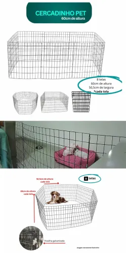 Cercado Pet 8 telas 60cm altura 