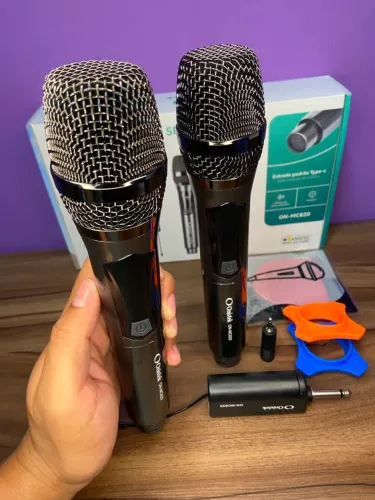 Microfone sem Fio Duplo Recarregável Onistek ON-MC820