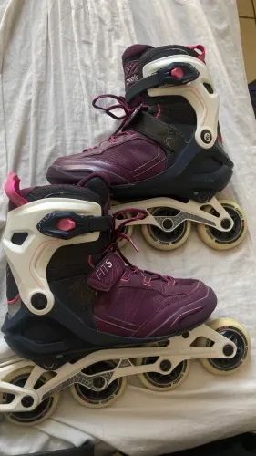 Patins Inline Oxelo Fit 500 Feminino Tam 38 Br (40 Eu) Alumínio