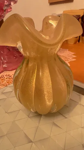 Vaso cristão Murano com ouro 24k