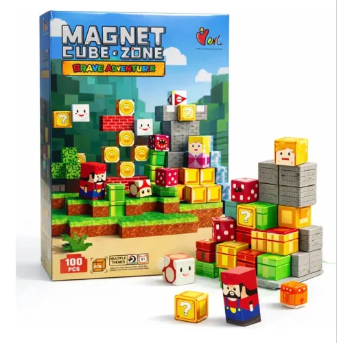 Bloco Magnéticos Mario Bros Cubo 100 Peças