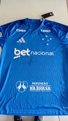 Camisa do cruzeiro oficial autografada Joãozinho bailarino