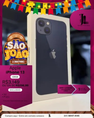 IPHONE 13, 5G, 128GB, LACRADO, EXCLUSIVO!