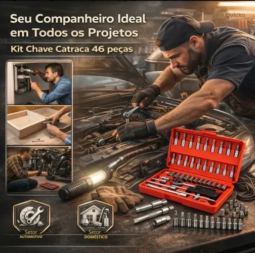 Kit Chaves Ferramentas Jogo Fenda Philips Catraca Soquete Allen 46 Peças Com Maleta