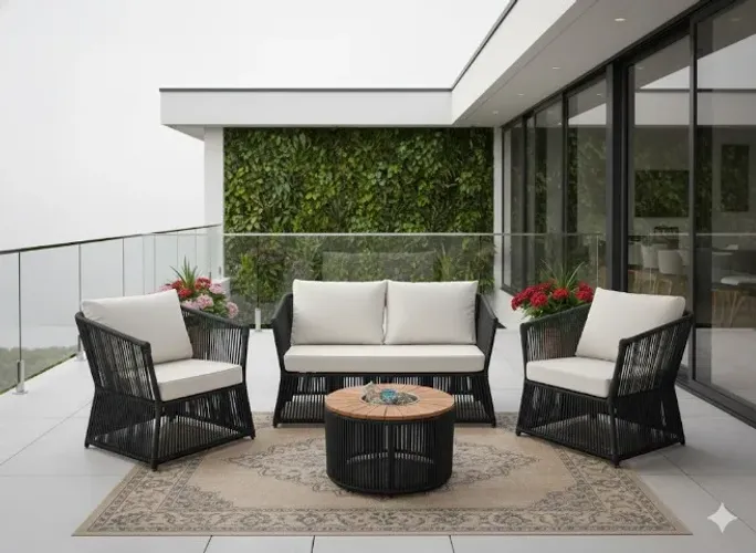 Conjunto de Sofa Gaivotas em Corda Nautica