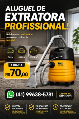 Locação de Extratora para HIgienização R$ 70,00
