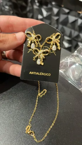 Conjunto banhado a ouro 18k antialérgico 
