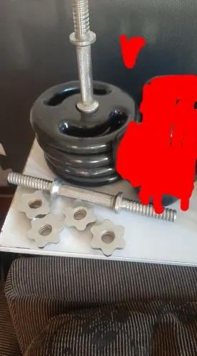 Barra halter maciça de 40cm rosca +4@nilhas 5kg emborrachada