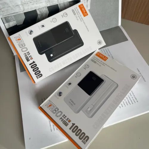 Power Bank Turbo 22.5W aGOLD 10000mAh Display Digital Cabos Embutidos Tipo C 