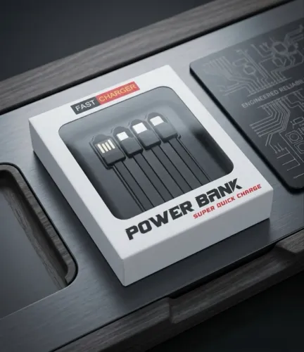 Power Bank Portátil 10.000 mAh com Cabos Integrados
