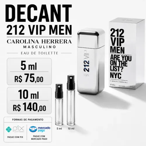 Decants 212 vip Men EDT 5 ml e 10 ml