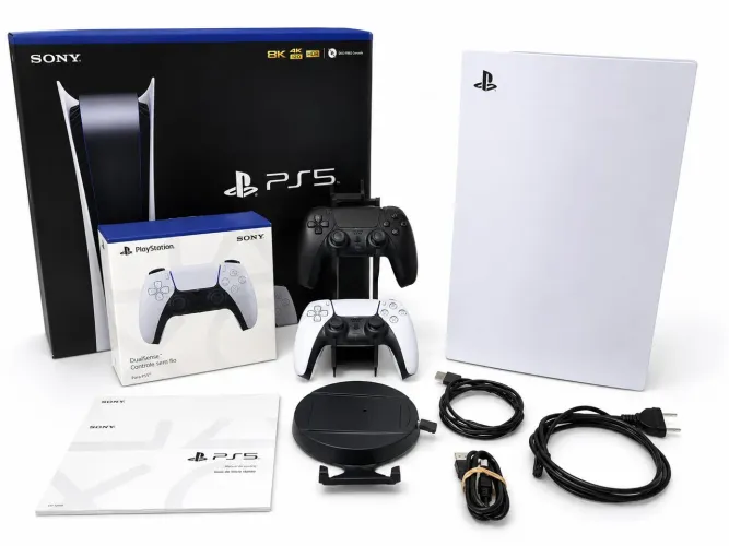 PS5 PLAYSTATION 5 + 2 CONTROLES + 30 JOGOS + SUPORTE DE CONTROLE E CONSOLE + CABOS E CAIXA