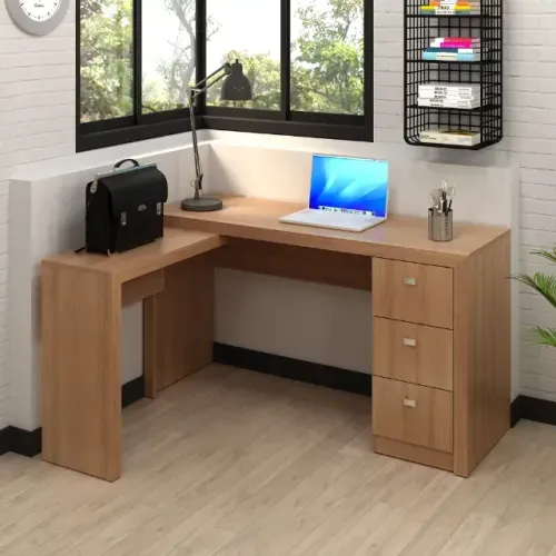 MESA ESCRIVANINHA1,36X1,13X 75 ALT COM 3 GAVETAS