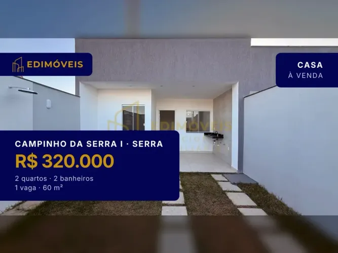 Campinho da Serra: Casa 2 quartos com projeto moderno e funcional