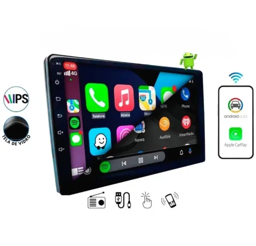 Multimídia 9 pol, Android, carplay, bluetooth,GPS ,USB, rádio, 2 dim , 2ram 32G