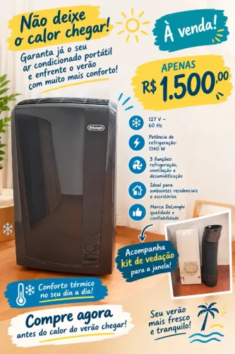 Ar-Condicionado Portátil DeLonghi Pinguino 12.000 BTUs