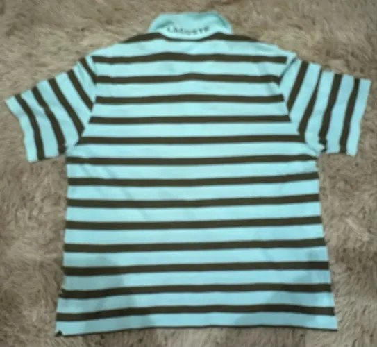 polo lacoste listrada azul e marrom