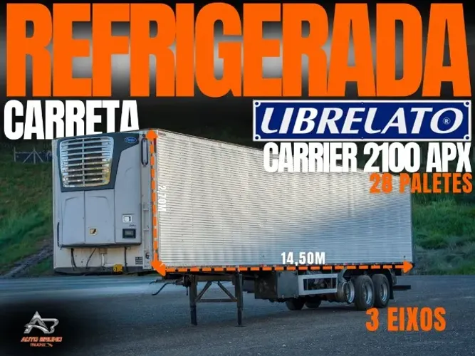 Carreta Refrigerada Carrier Librelato 2013 - 3 Eixos + 1º Eixo Suspensor + 14,50m