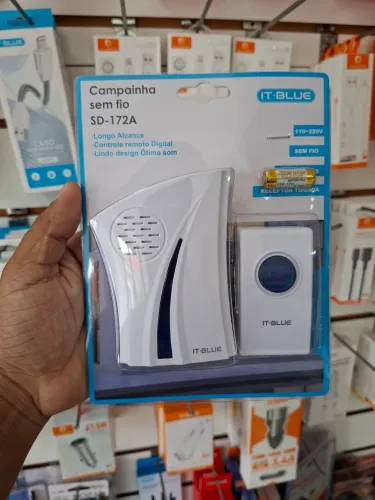 Campainha sem fio 100 metros it blue - entrega em slz e região 