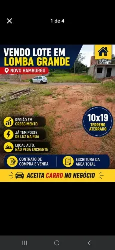 VENDO LOTE EM LOMBA GRANDE- NOVO HAMBURGO