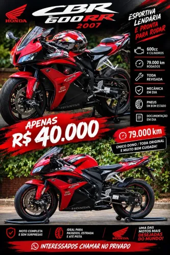 Vendo CBR 600rr ano 2007
