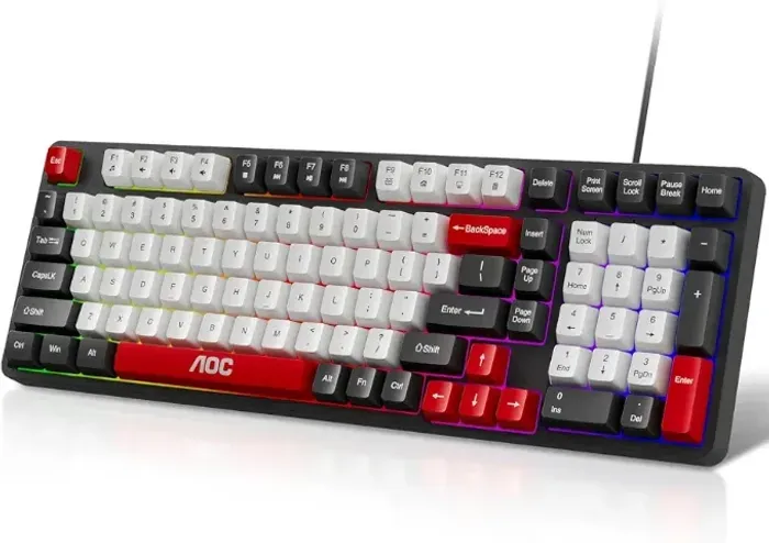 AOC GK116 Teclado com fio, Teclado Membrana Gamer RGB, Compatível com PC e Notebook, Jogo