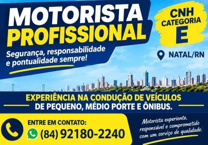 MOTORISTA PROFISSIONAL - CNH CATEGORIA E