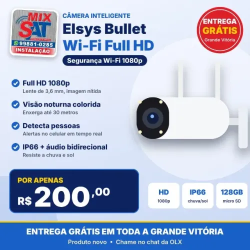 Câmera Wi-Fi Elsys Bullet Full HD - Entrega Grátis