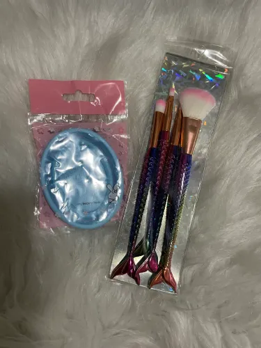 Kit de pincéis de sereia e banheira de limpeza de pincéis