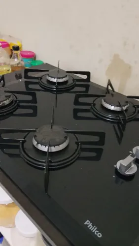 Fogao Cooktop 4 bocas usado com suporte em MDF