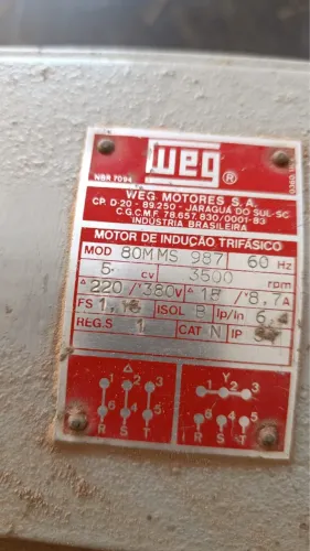 Motor Jacaré 7,5cv 2 Polos (3500rpm) 22/380v 
