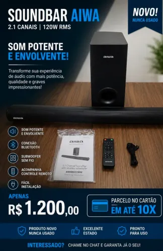 Soundbar AIWA 2.1canais conexão Bluetooth